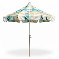 Outdoor market umbrella with geometric pattern 7.5 feet fabric canopy and aluminum pole