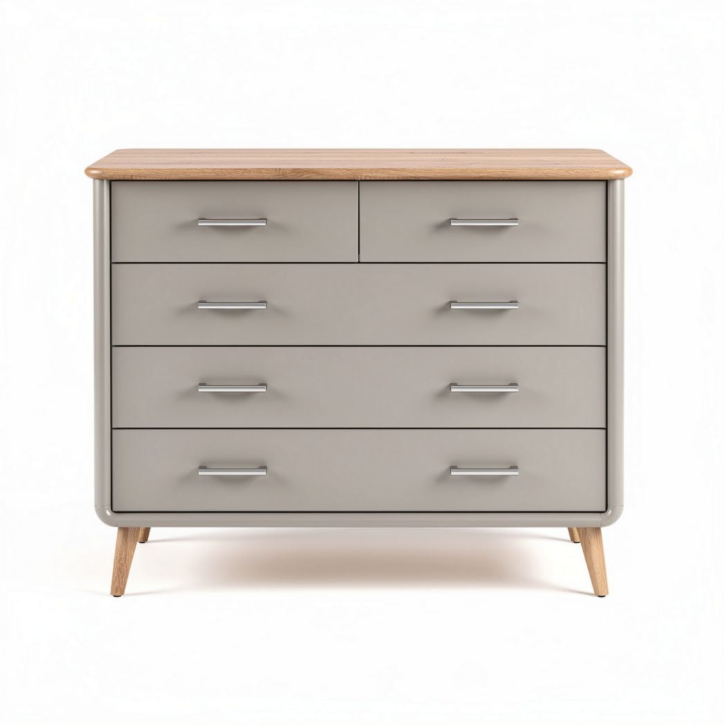 Wooden dresser with gray finish and six storage drawers 70 x 40 x 80cm
