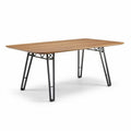 Wooden dining table with black metal legs 200 x 100 x 75cm for home use