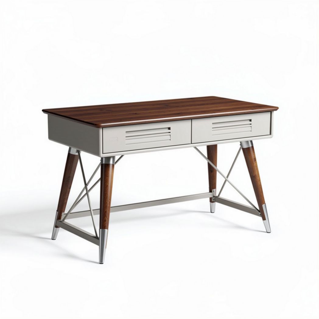 Rectangular industrial desk with wood and metal construction 120 x 60 x 75cm
