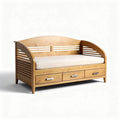 Wooden daybed with three storage drawers and cream cushion 190 x 80 x 85cm