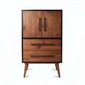 Wooden cabinet with two doors and two drawers 80 x 40 x 120cm walnut color
