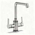 Stainless steel kitchen faucet with dual handle and high arc design