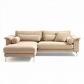 Gray upholstered sectional sofa with accent pillows 200 x 90 x 80cm